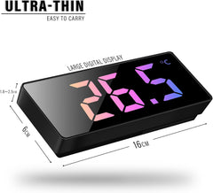 Battery Powered LED Digital Alarm Clock – Snooze, Temperature, Date, Brightness Control