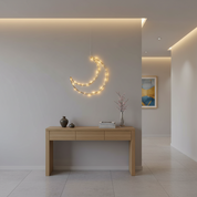 Gold Ramadan Light Up Moon Hanging Decoration – Warm White LED Battery Operated with Timer 30cm