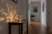 Easter Egg LED Table Lamp with Hollow Bunny Cutout – Ceramic Decorative Illuminated Egg Light