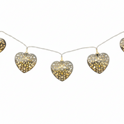 Warm White LED Silver Filigree Heart String Fairy Lights 2.85m Plug-In Indoor Decorative Lighting