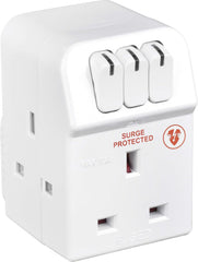 3-Socket Surge Protected Adaptor with Individual Switches – Safe Power Extension