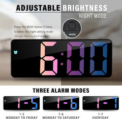 Battery Powered LED Digital Alarm Clock – Snooze, Temperature, Date, Brightness Control