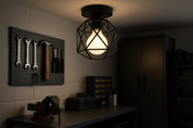 Industrial Black Vintage Style Semi Flush Mount Ceiling Light – vintage lighting for homes | E27 Fixture UK