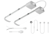 White LED track light fixture with additional components on a white background