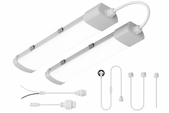 White LED track light fixture with additional components on a white background