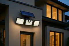 3 Head Solar Security Light Outdoor LED Motion Sensor Waterproof Wall Lamp