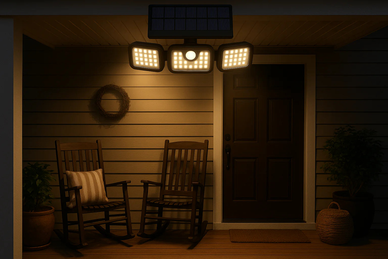 Outdoor Solar Lights, 74LED Ultra-Bright Motion Sensor Outdoor Lights, 3 Lighting Modes, 270° Wide-Angle Illumination, 3-Sided Solar Security Flood Lights, Ideal for Garages, Yards, and Patios