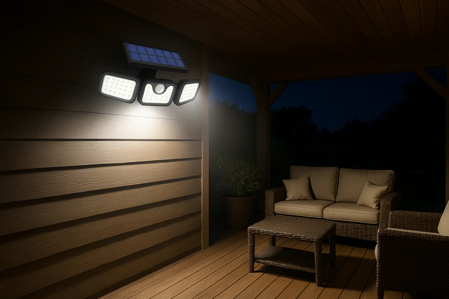 Outdoor Solar Lights, 74LED Ultra-Bright Motion Sensor Outdoor Lights, 3 Lighting Modes, 270° Wide-Angle Illumination, 3-Sided Solar Security Flood Lights, Ideal for Garages, Yards, and Patios