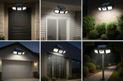 Outdoor Solar Lights, 74LED Ultra-Bright Motion Sensor Outdoor Lights, 3 Lighting Modes, 270° Wide-Angle Illumination, 3-Sided Solar Security Flood Lights, Ideal for Garages, Yards, and Patios