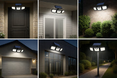 3 Head Solar Security Light Outdoor LED Motion Sensor Waterproof Wall Lamp