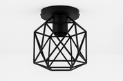 Industrial Black Vintage Style Semi Flush Mount Ceiling Light – vintage lighting for homes | E27 Fixture UK