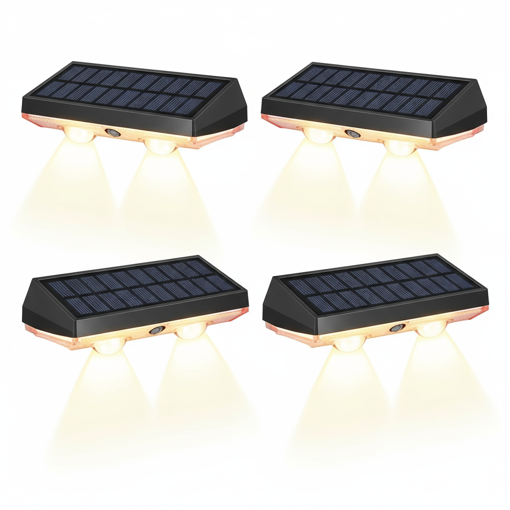 Super Bright Solar Door Fence Wall Lights 2/4 Pack RGB & Warm White IP65 Outdoor Lamp