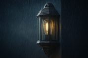 Black Outdoor Wall Motion Sensor Lantern – Traditional Vintage Half Wall PIR Light Fixture