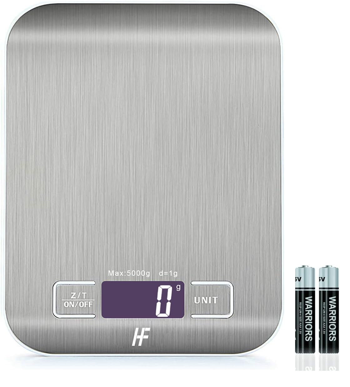 HomeFashion Digital Kitchen Scale 5kg/11lb – 1g Precision, Stainless Steel LCD