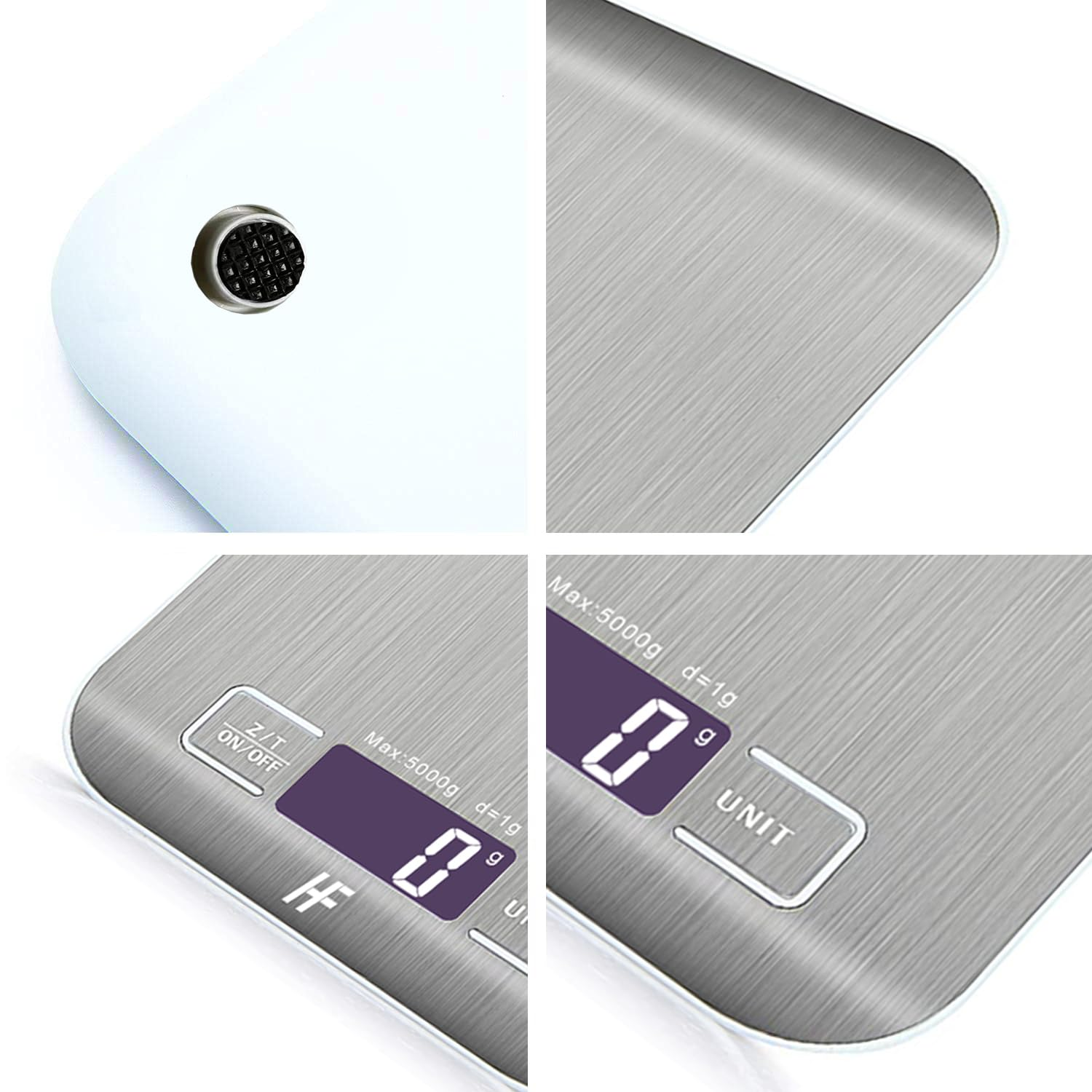 HomeFashion Digital Kitchen Scale 5kg/11lb – 1g Precision, Stainless Steel LCD