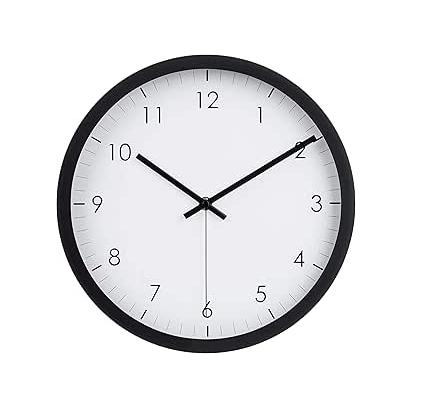 Classic 30cm Silent Wall Clock – Easy Read, Battery Operated, Round Black Design