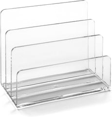 Clear Acrylic 3-Slot Letter Holder – Desk Mail Sorter & Office Paperwork Organiser