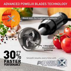 Tefal Optichef 3-in-1 Hand Blender – 1000W, 20 Speeds, Chopper & Beaker, Black