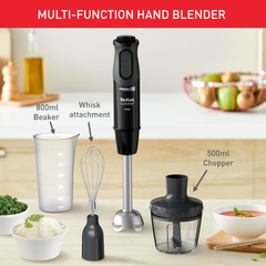 Tefal Optichef 3-in-1 Hand Blender – 1000W, 20 Speeds, Chopper & Beaker, Black