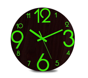 Silent Wooden Wall Clock – Non-Ticking with Night Light for Home & Office