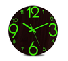 Silent Wooden Wall Clock – Non-Ticking with Night Light for Home & Office