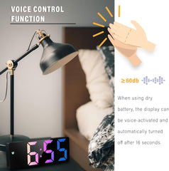 Battery Powered LED Digital Alarm Clock – Snooze, Temperature, Date, Brightness Control