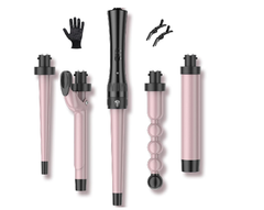 5-in-1 Hair Curling Wand – 10mm-32mm Ceramic Curlers with Anti-Scald Clips & Gloves