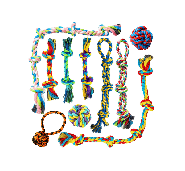 Dog Toys 10 Pack – Indestructible Rope, Ball & Tug Chew Toys for Puppies & Dogs