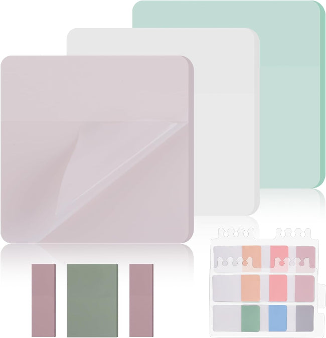 540 Sheets Transparent Sticky Notes, Pastel Clear Removable Tabs for Study & Work