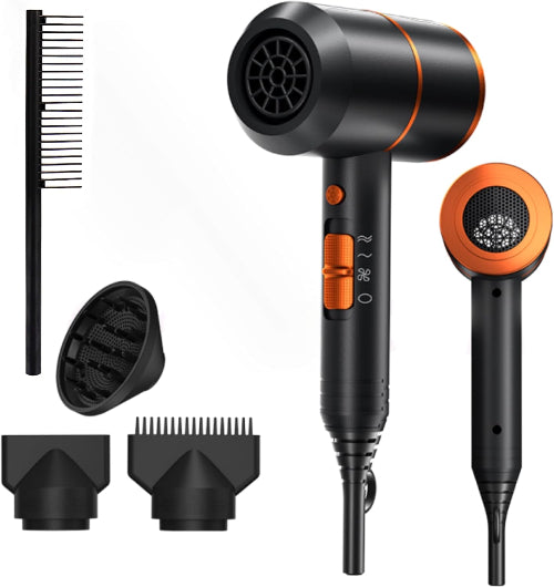 Hair Dryer UK Edition – High-Performance Ionic, 3 Heat & 2 Speed, Cool Shot, Diffuser & 2 Nozzles