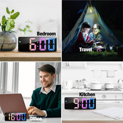 Battery Powered LED Digital Alarm Clock – Snooze, Temperature, Date, Brightness Control