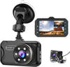 Dual Dash Cam for Cars Front & Rear 1080P, 170° Wide, 3" LCD, Night Vision