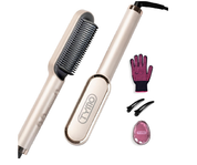 2-in-1 Hair Straightener Brush UK, Anti-Scald, Fast Heating, 5 Temp Settings