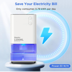 EasyAcc 1200ml Mini Electric Dehumidifier – Ultra Quiet, Auto Shut-Off, 7-Color LED