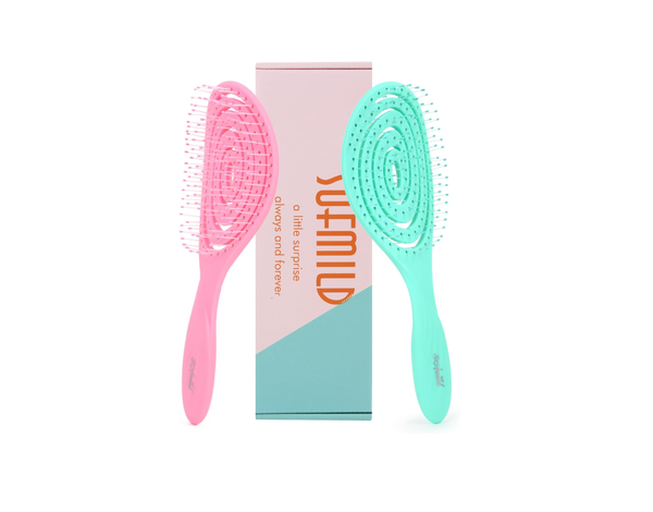 2 Pcs Bio-Friendly Detangling Hair Brush with Soft Bristles for All Hair Types