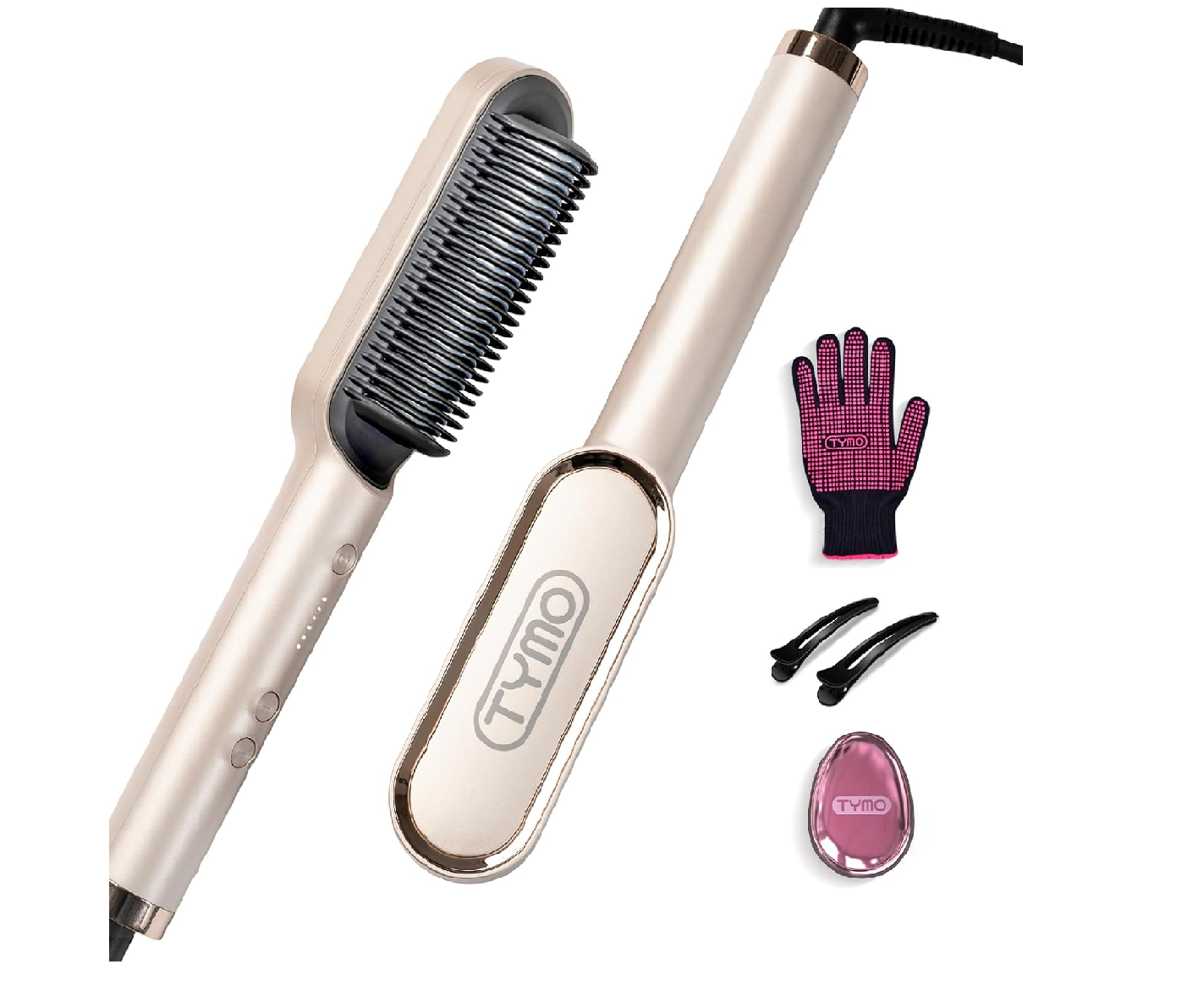 2-in-1 Hair Straightener Brush UK, Anti-Scald, Fast Heating, 5 Temp Settings