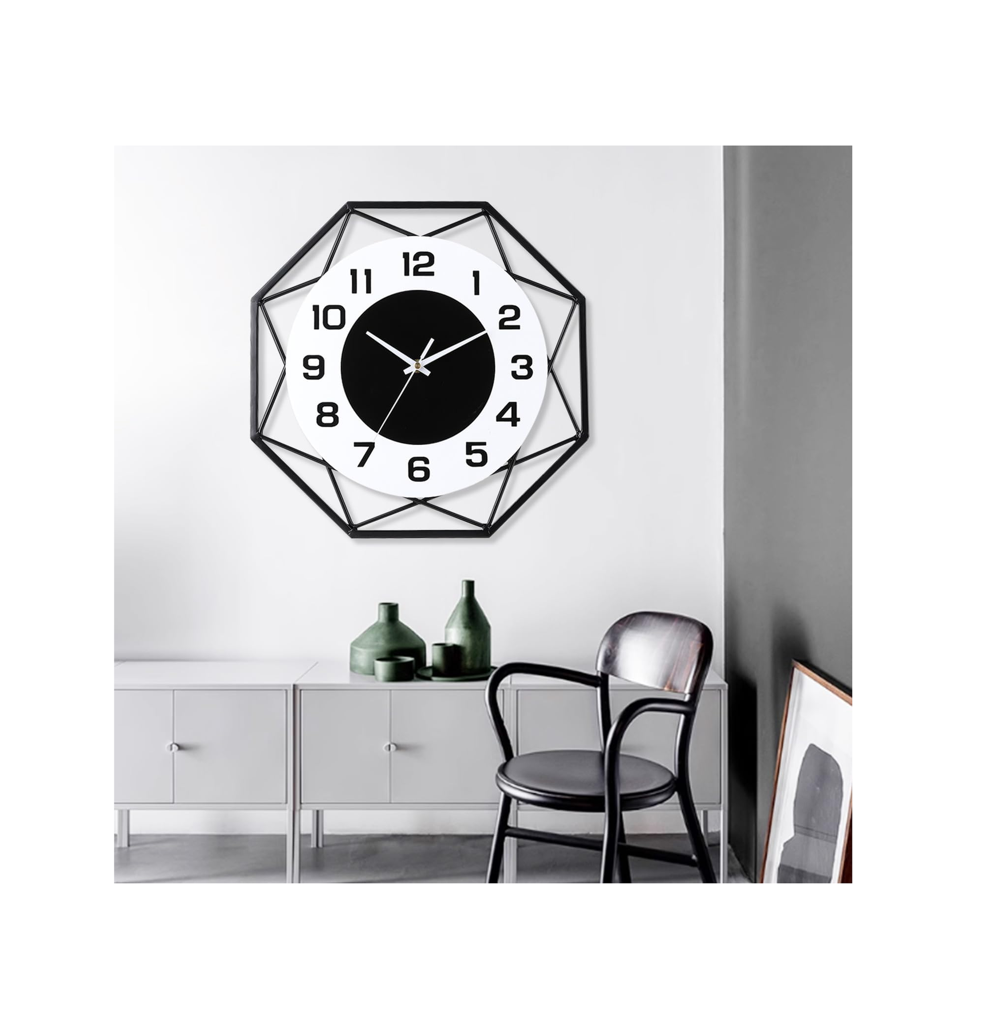 13-Inch Modern Metal Wall Clock, Silent Non-Ticking Quartz Clock for Home & Office Décor