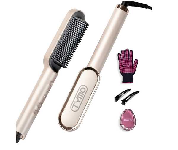 2-in-1 Hair Straightener Brush UK, Anti-Scald, Fast Heating, 5 Temp Settings