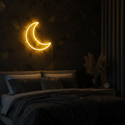 Moon Neon LED Wall Light, USB Powered Moon Shaped Decorative Neon Sign for Bedroom, Party & Festive Décor