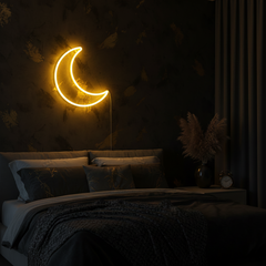 Moon Neon LED Wall Light, USB Powered Moon Shaped Decorative Neon Sign for Bedroom, Party & Festive Décor