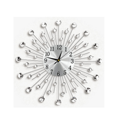 Crystal Diamond Flower Wall Clock, 50cm Silent Modern Metal Wall Art for Home Décor