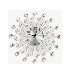 Crystal Diamond Flower Wall Clock, 50cm Silent Modern Metal Wall Art for Home Décor
