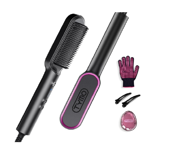 Hair Straightener Brush UK 2-in-1 Flat Iron & Hair Brush, Fast Heat, 5 Temps, Black