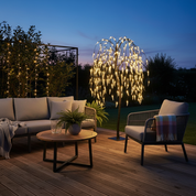 Solar Weeping Willow Tree Lights 5FT, 240 LED Warm White Outdoor Garden Tree with Metal Base for Home and Landscape Décor