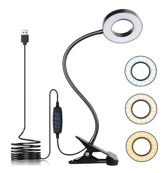 KNAMKY USB Clip-On Desk Lamp with Flexible Neck
