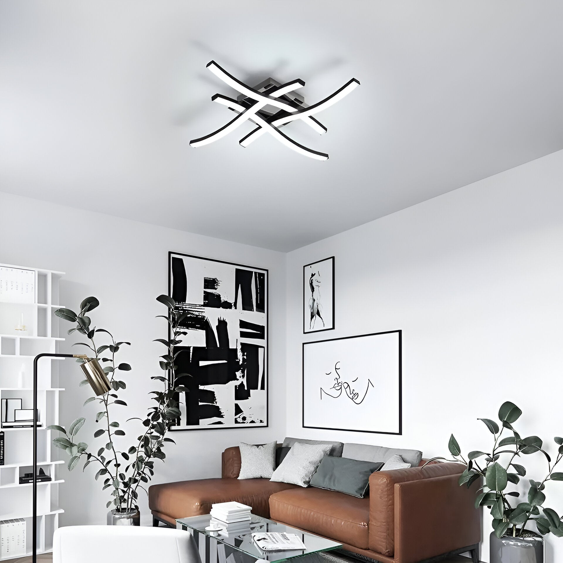 LED Ceiling Light 36W, Stylish Curved Design with 4 LED Boards, Cool White 6500K – Modern Ceiling Lamp for Living Room, Bedroom, Kitchen