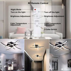 Innovative Dimmable Ceiling Light Fixture with 4 Wave Lighting Design - Stylish LED Lamp for Modern Home Décor in Kitchens, Living Rooms, and Bedrooms