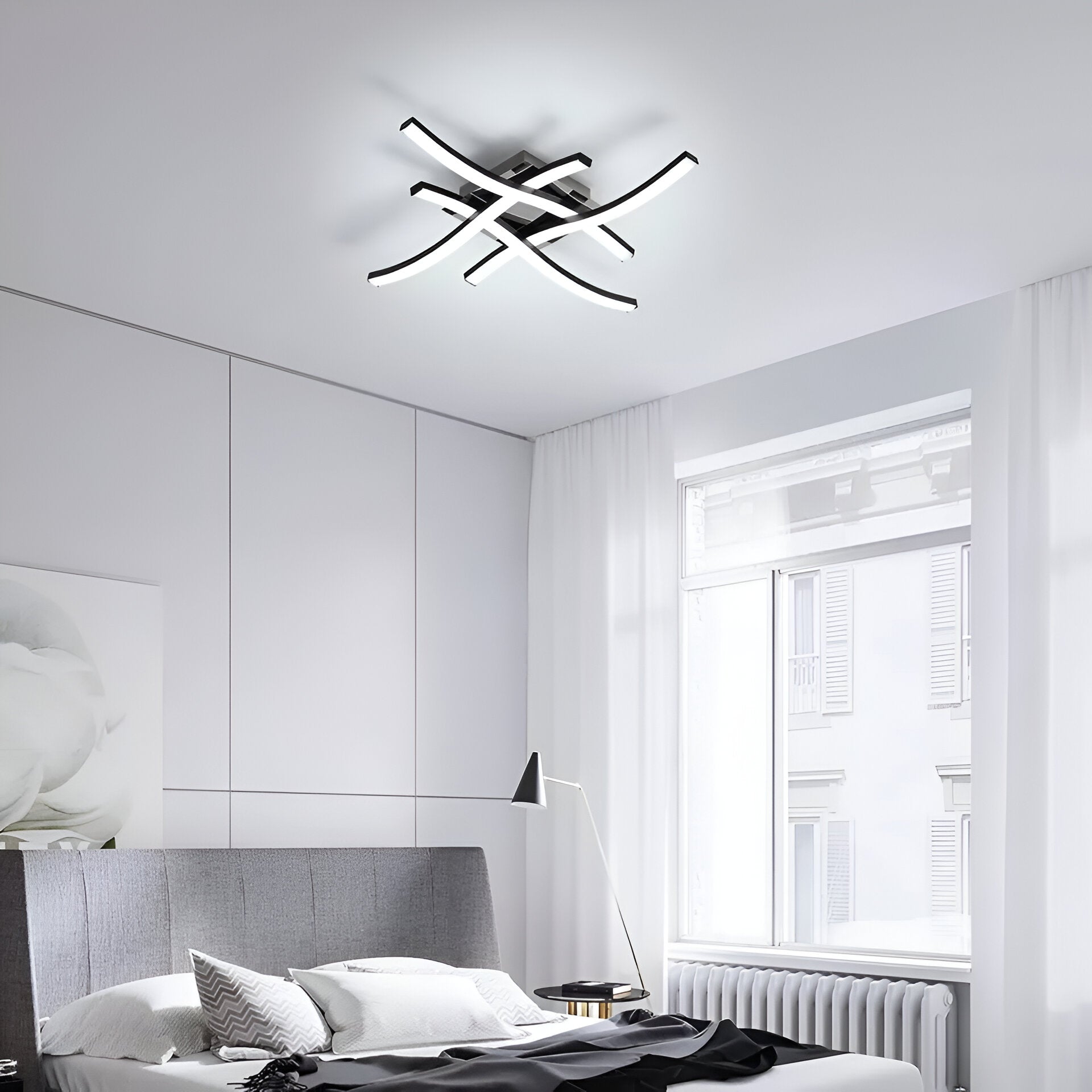LED Ceiling Light 36W, Stylish Curved Design with 4 LED Boards, Cool White 6500K – Modern Ceiling Lamp for Living Room, Bedroom, Kitchen