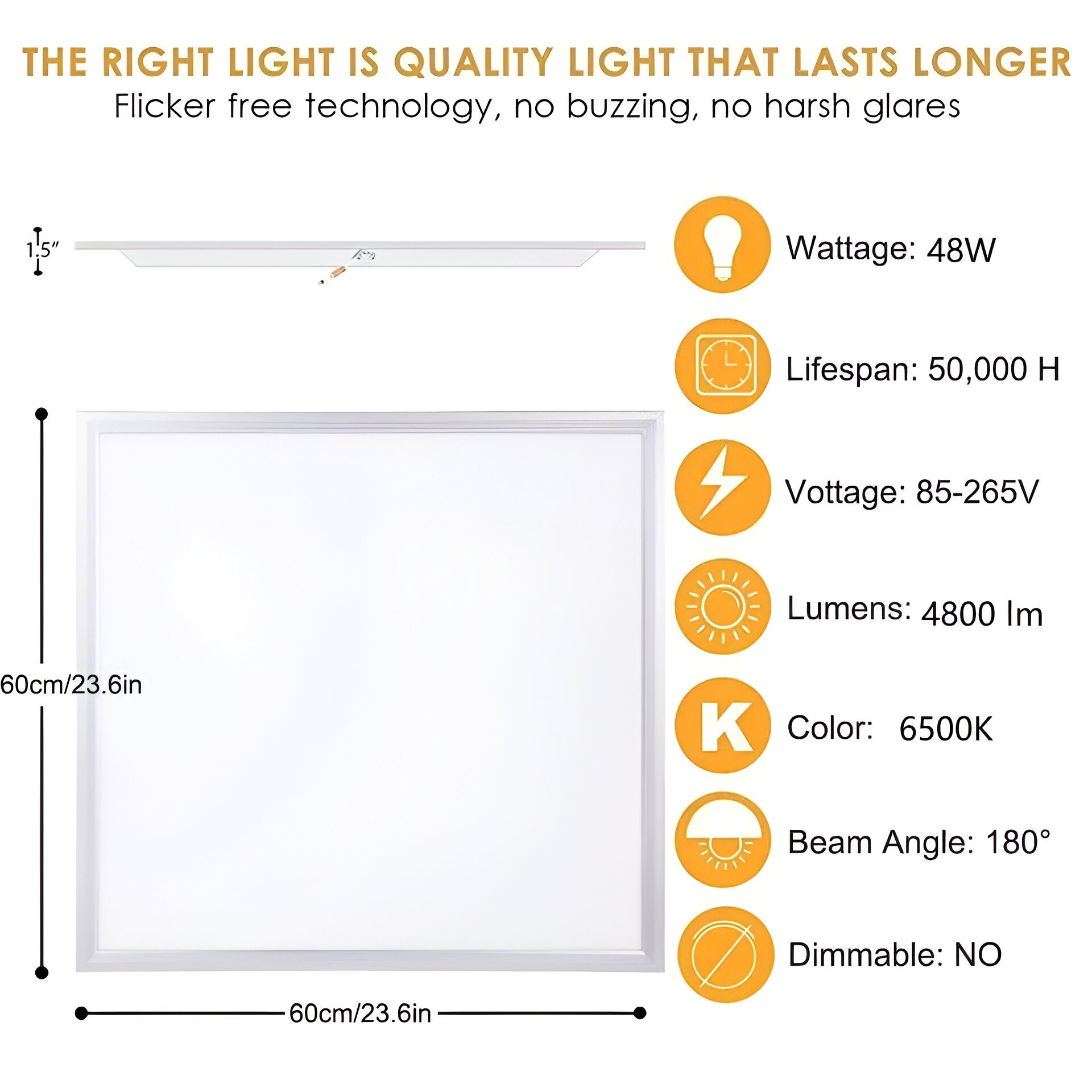4-Pack 48W LED Panel Light 600x600mm, Cool White 6500K - High-Efficiency Illumination for Commercial and Residential Spaces