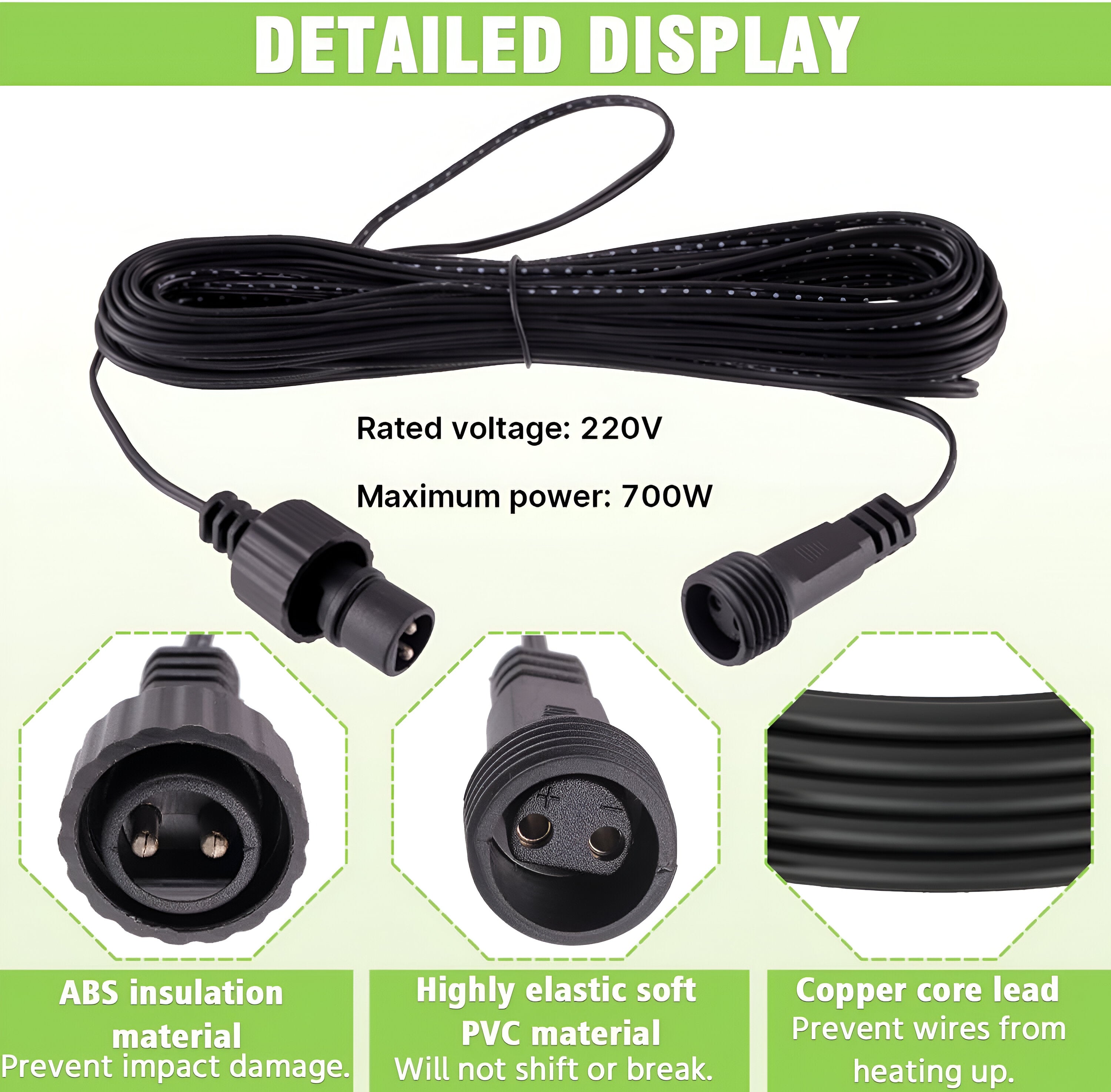 10m 2 Pin Festoon Extension Cable